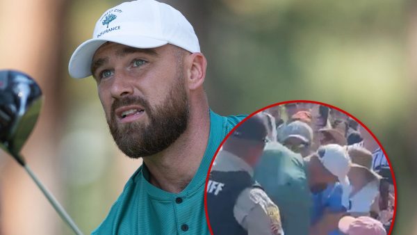 Travis Kelce Kisses Man’s Arm After Drilling Him With Errant Golf Shot