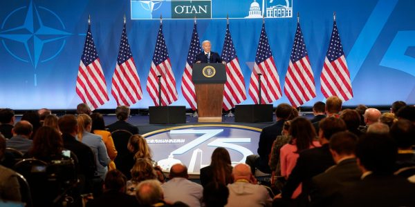 Biden pushes through flubs in NATO press conference