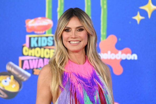 Heidi Klum Rocks Multi-Color Neon Tassle Dress and Pink Nails at 2024 Kids’ Choice Awards