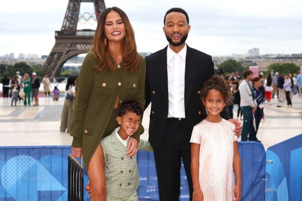 Chrissy Teigen Leaves Her Pants at Home as She Attends Olympics Opening Ceremony with John Legend and Her Kids