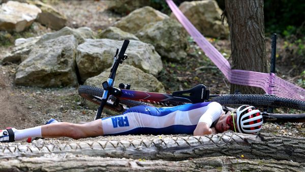 French Cyclist Flies Over Handle Bars in Olympic Mountain Bike Event