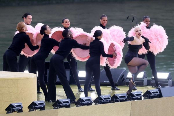 Lady Gaga Goes Full Cabaret Girl in Corset and All the Feathers for 2024 Olympics Opening Ceremony Performance