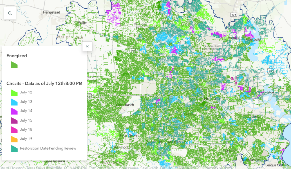 New CenterPoint map adds deadlines for restoring Houston’s power