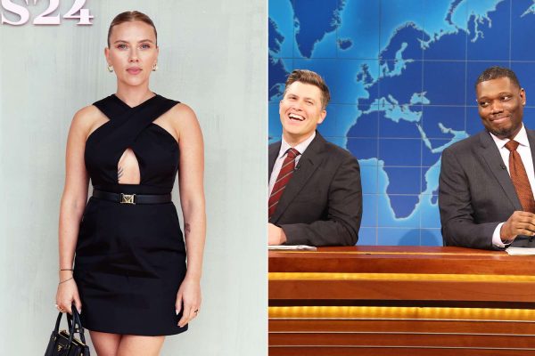 Scarlett Johansson Admits She’s ‘Terrified’ When Husband Colin Jost and Michael Che Do SNL Joke Swap