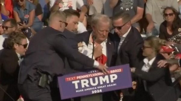 Gunshots reportedly fired at Donald Trump rally – as former president rushed off stage