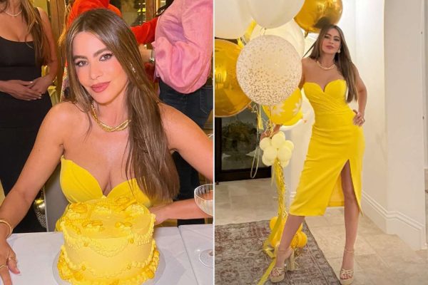 Sofía Vergara Celebrates 52nd Birthday in a Glam Lemon Yellow Dress — which Perfectly Matched Her Cake!