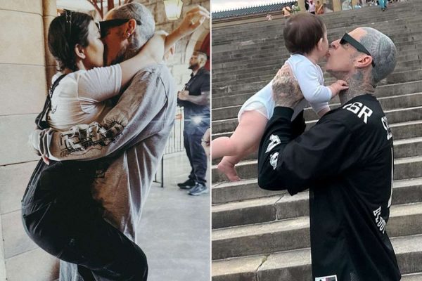 Kourtney Kardashian Posts Cute Snap of Husband Travis Barker Kissing Son Rocky in ‘Summmma Adventures’ Photo Roundup