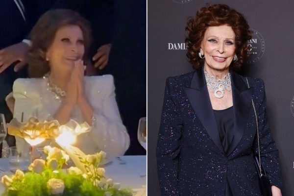 Sophia Loren Glitters in Giorgio Armani as She’s Serenaded at Special 90th Birthday Dinner