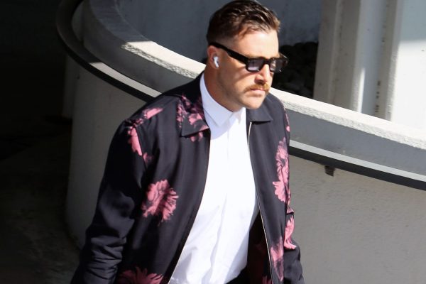 Travis Kelce Embraces Florals with a Pink Flower Jacket as He Arrives at Kansas City Chiefs Game in Los Angeles